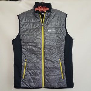 Marmot Variant vest, Men's Large, black and silver with bright yellow zippers